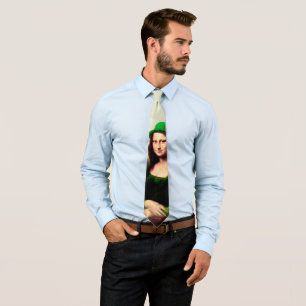 Mona Lisa St. Patrick's Day Clover Neck Tie