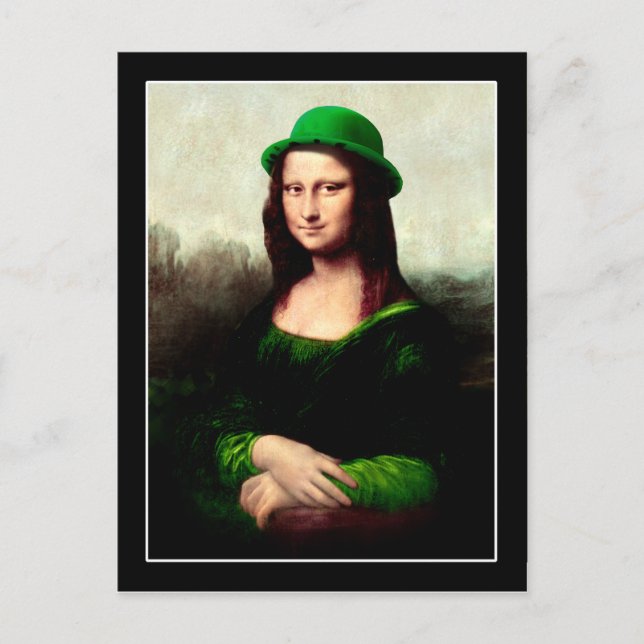 Mona Lisa St. Patrick's Day Clover Postcard (Front)