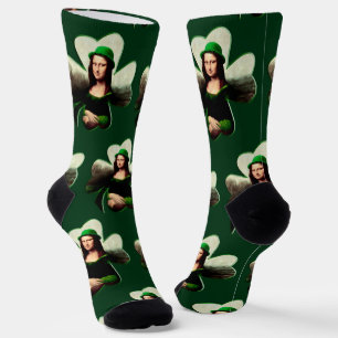 Mona Lisa St. Patrick's Day Clover Socks