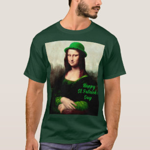 Mona Lisa St. Patrick's Day Clover T-Shirt