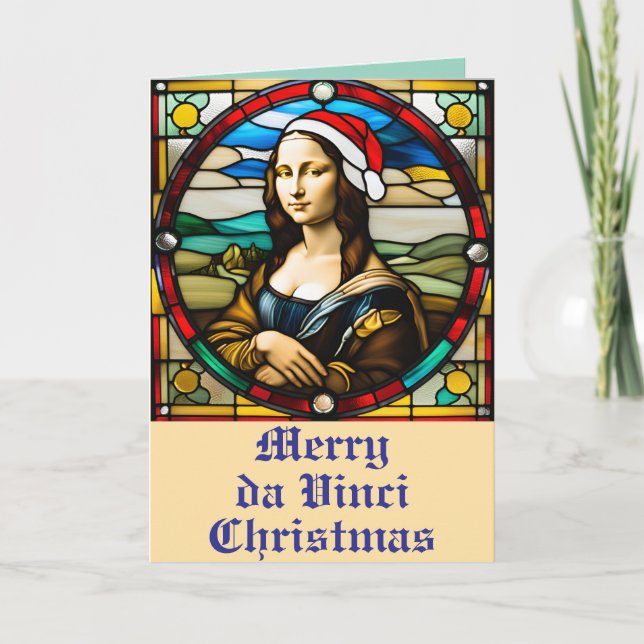 Mona Lisa Stained Glass Christmas Card (Front)