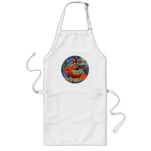 Mona Lisa Starry Night Collage: Whimsical Surreal Long Apron