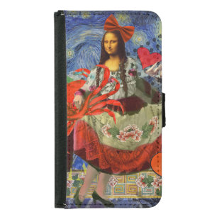 Mona Lisa Starry Night Collage: Whimsical Surreal Samsung Galaxy S5 Wallet Case