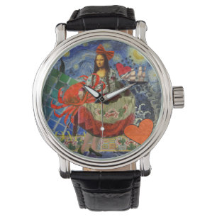 Mona Lisa Starry Night Collage: Whimsical Surreal Watch