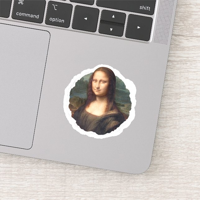 Mona Lisa sticker, ripped paper badge Sticker (Detail)