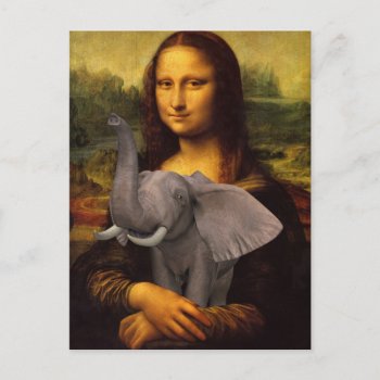 Mona Lisa Supports Elephant Awareness Postcard by Emangl3D at Zazzle