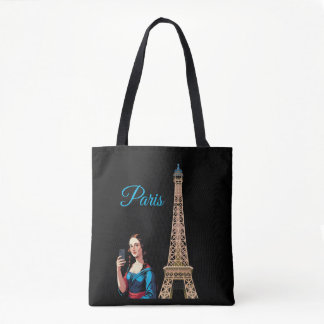 MONA LISA TAKING SELFIE SURREAL PARIS  TOTE BAG