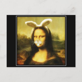 Mona Lisa, The Easter Bunny Holiday Postcard