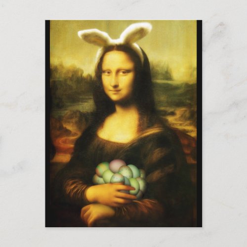 Mona Lisa The Easter Bunny Holiday Postcard