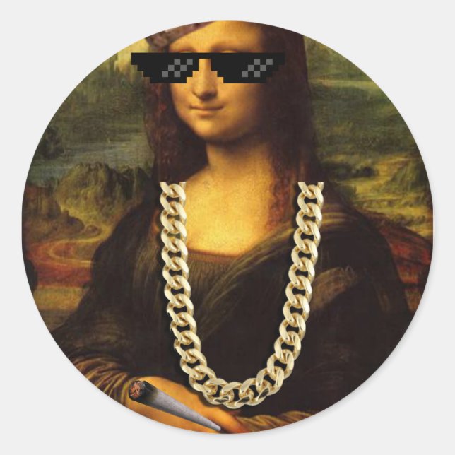 Mona Lisa Thug Life Art Life Classic Round Sticker (Front)