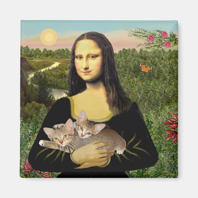 Mona Lisa - Two Tabby Kittens Magnet (Front)