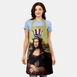 Mona Lisa USA Independence Day Apron