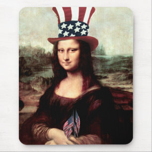 Mona Lisa USA Independence Day Mouse Pad