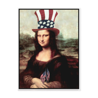 Mona Lisa USA Independence Day  Postcard