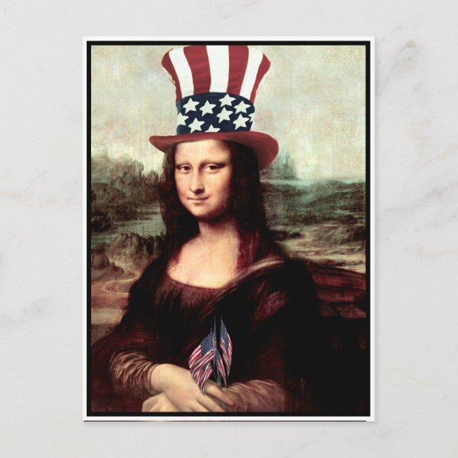 Mona Lisa USA Independence Day  Postcard (Front)