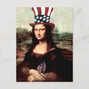 Mona Lisa USA Independence Day  Postcard