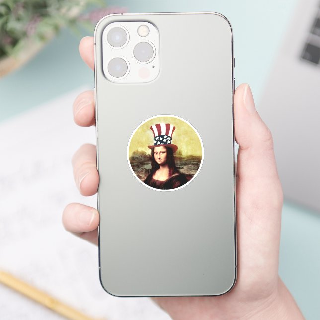 Mona Lisa USA Independence Day  Sticker (Phone)