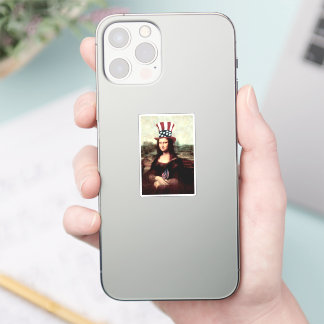 Mona Lisa USA Independence Day  Sticker