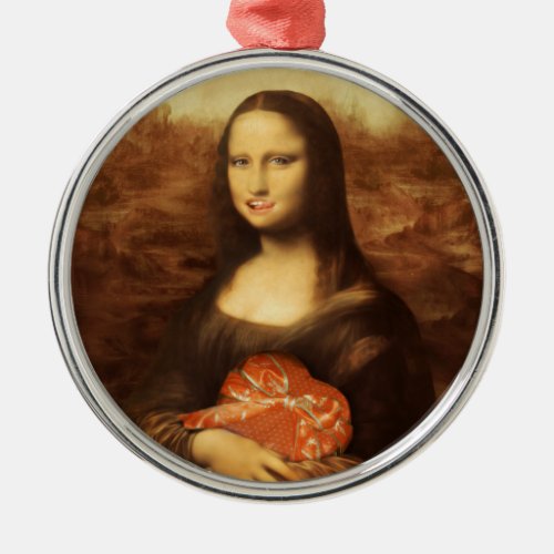 Mona Lisa Valentines Day Metal Ornament