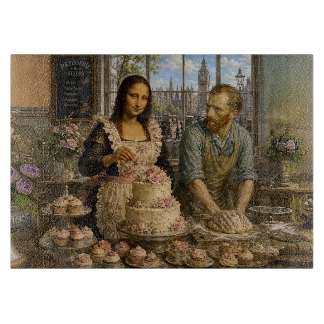 Mona Lisa & Van Gogh Bake Off Cutting Board (Front)