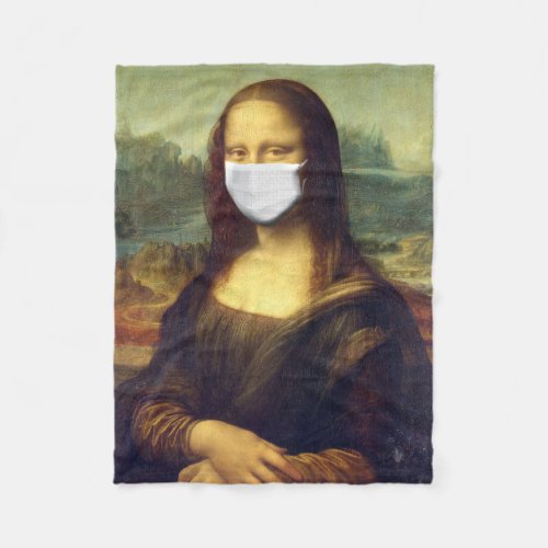 Mona Lisa Via Corona Virus Fleece Blanket