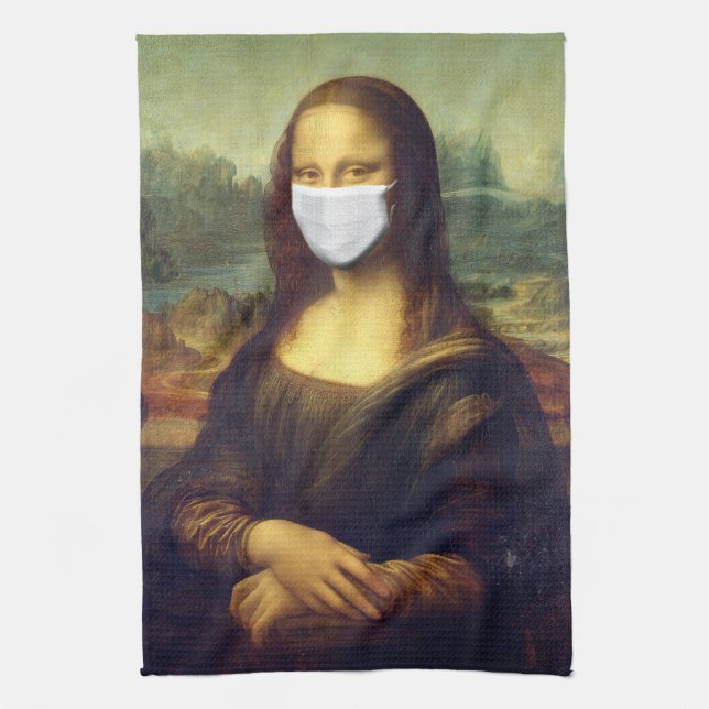 Mona Lisa Via Corona Virus Kitchen Towel (Vertical)
