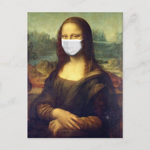 Mona Lisa Via Corona Virus Postcard