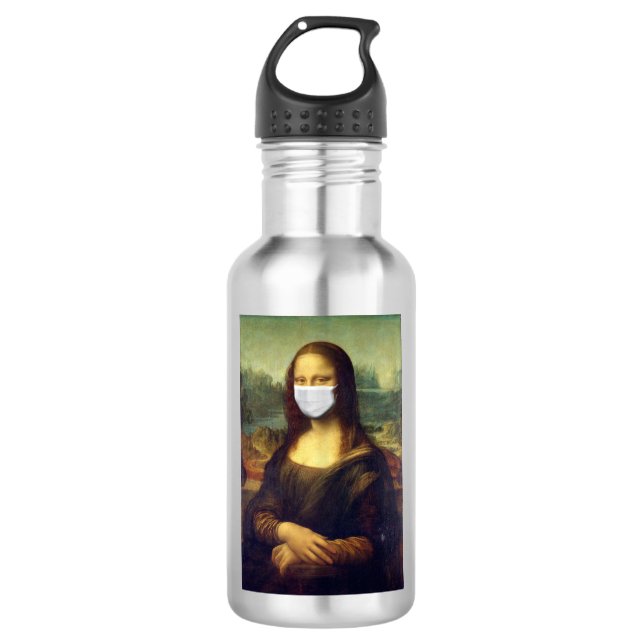 Mona Lisa Via Corona Virus Stainless Steel Water Bottle (Front)
