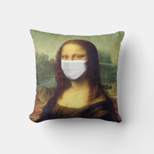 Mona Lisa Via Corona Virus Throw Pillow
