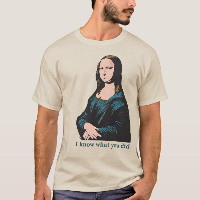 Mona Lisa Warhol Style Smug Humorous Comic Book T-Shirt (Front)