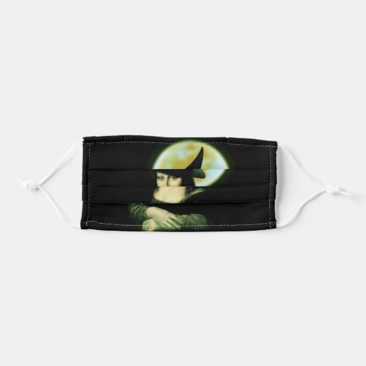 Mona Lisa Witch Halloween Adult Cloth Face Mask (Front, Folded)
