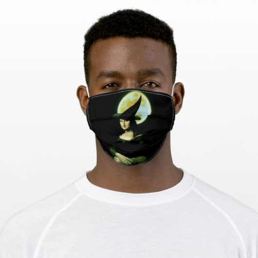 Mona Lisa Witch Halloween Adult Cloth Face Mask (Worn)