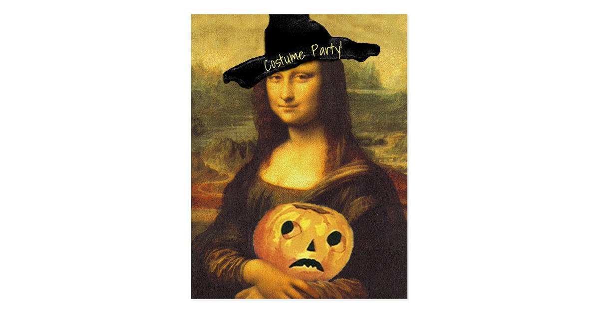 Mona Lisa Witch Halloween Costume Party Invite PC