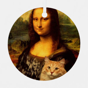 Mona Lisa with a cat (Cat fur) Cat pet lovers Metal Ornament