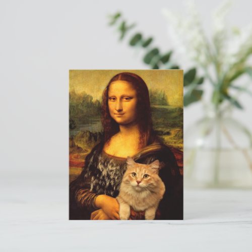 Mona Lisa with a cat Cat fur Cat pet lovers Postcard