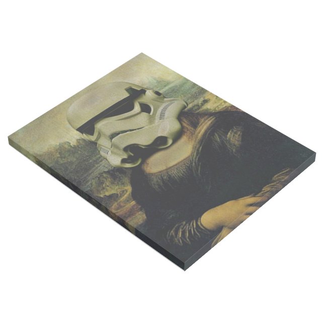 Mona Lisa with a stormtrooper mask | Gallery wrap. Wrap (3/4)