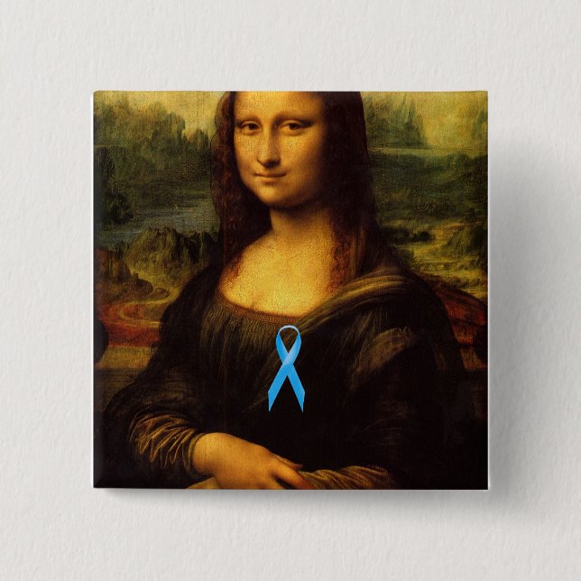 Mona Lisa With Blue Ribbon Button (Front)