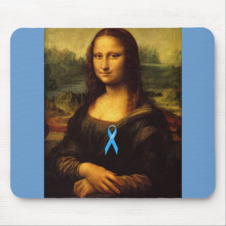 Mona Lisa With Blue Ribbon Mouse Pad