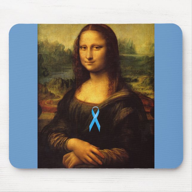 Mona Lisa With Blue Ribbon Mouse Pad (Front)