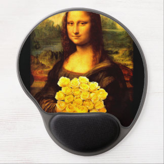 Mona Lisa With Bouquet Of Yellow Roses Gel Mouse Pad
