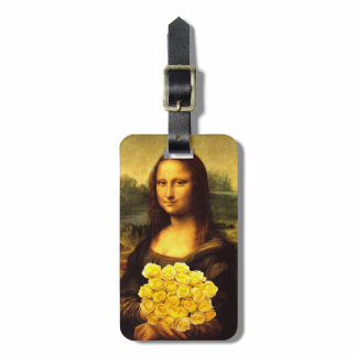 Mona Lisa With Bouquet Of Yellow Roses Luggage Tag