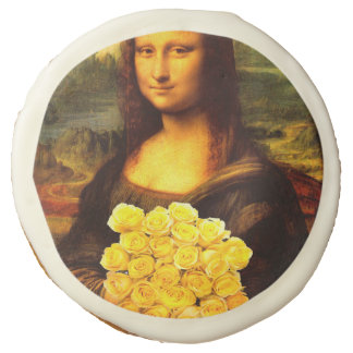 Mona Lisa With Bouquet Of Yellow Roses Sugar Cookie
