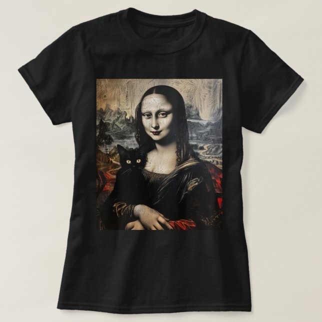 Mona Lisa with Cat T-shirt (Design Front)