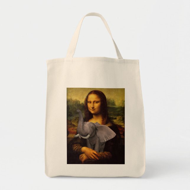 Mona Lisa With Elephant Tote Bag (Front)