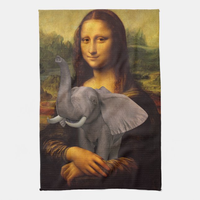 Mona Lisa With Elephant Towel (Vertical)