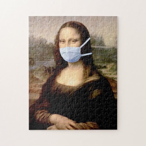Mona Lisa With Face Mask _ Funny Flu Season Jigsaw Puzzle
