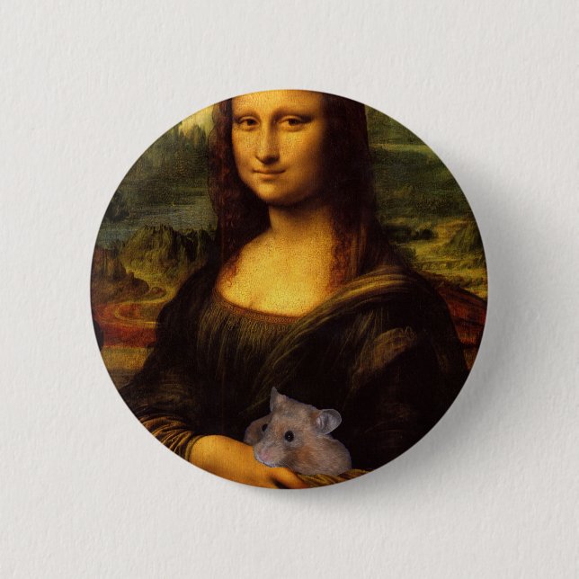 Mona Lisa With Hamster Button (Front)