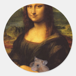 Mona Lisa With Hamster Classic Round Sticker