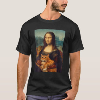 Mona Lisa With Kitty Funny Art Painting T-Shirt