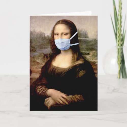 Mona Lisa with Mask Da Vinci Spoofing The Arts Card